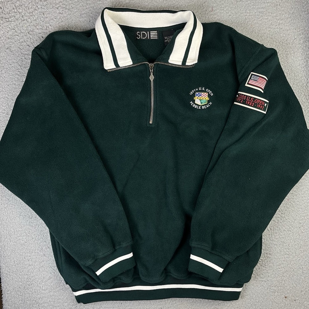 VTG 100th US Open Pebble Beach 2000 Fleece Pullover XL Golf 1/4 Zip Sweatshirt